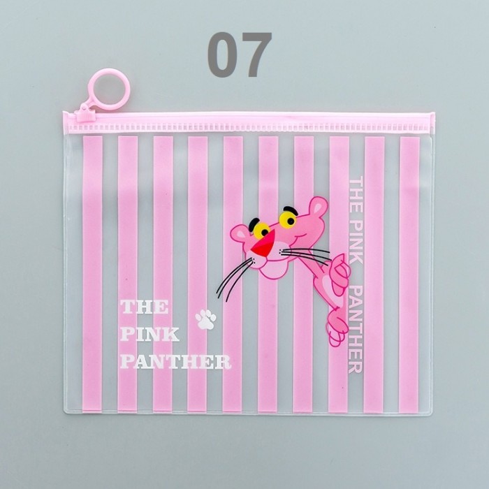 Pink Panther Pencil Case Stationery Drawing Pen Travel Makeup Cosmetic Bag Zip Lock Storage Ba