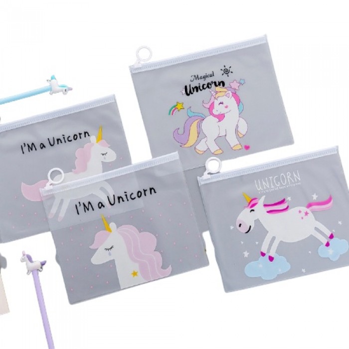 Unicorn Pencil Case Stationery Drawing Pen Travel Makeup Cosmetic Bag Zip Lock Storage Bag 408