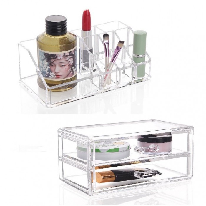 2 Drawers Acrylic Cosmetic Makeup Storage Organizer 1063