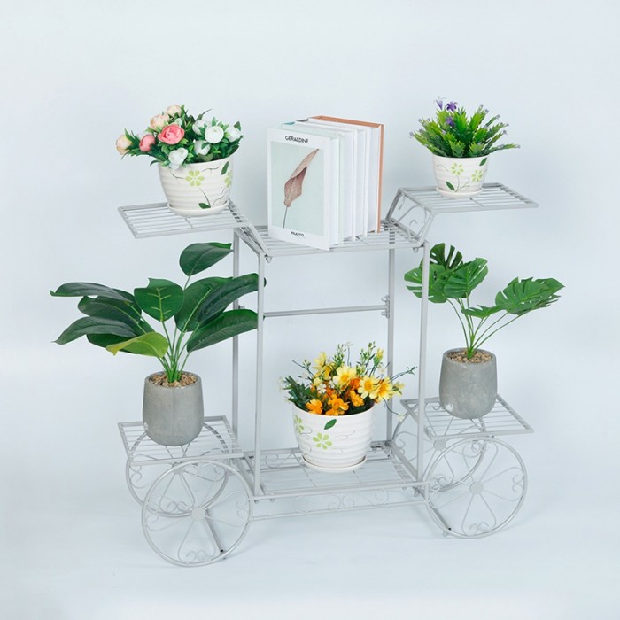 Trolley Style Flower Pot Rack Plant Stand 0186