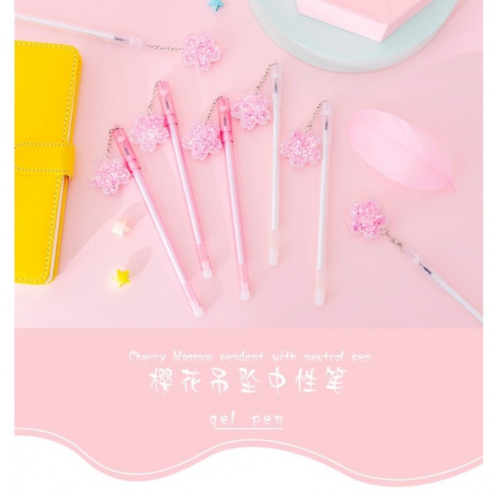Creative Quicksand Sequin Cherry Pendant Flower Pen Kid Children Student Office 4086