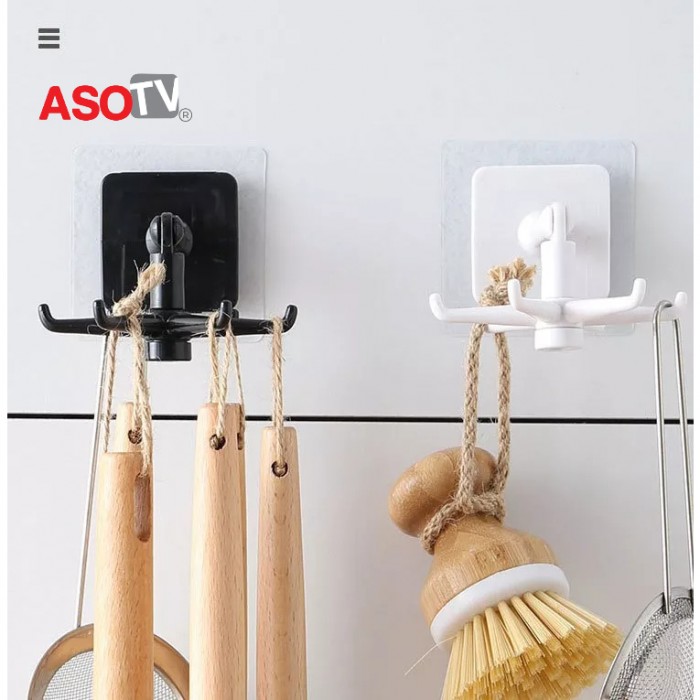 ASOTV® Rotatable Utensils Wall Hook Kitchen Organizer No Drill 1378