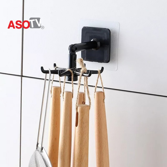 ASOTV® Rotatable Utensils Wall Hook Kitchen Organizer No Drill 1378