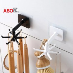 ASOTV® Rotatable Utensils Wall Hook Kitchen Organizer No Drill 1378