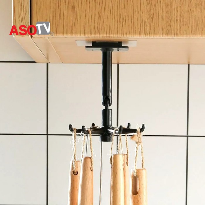 ASOTV® Rotatable Utensils Wall Hook Kitchen Organizer No Drill 1378