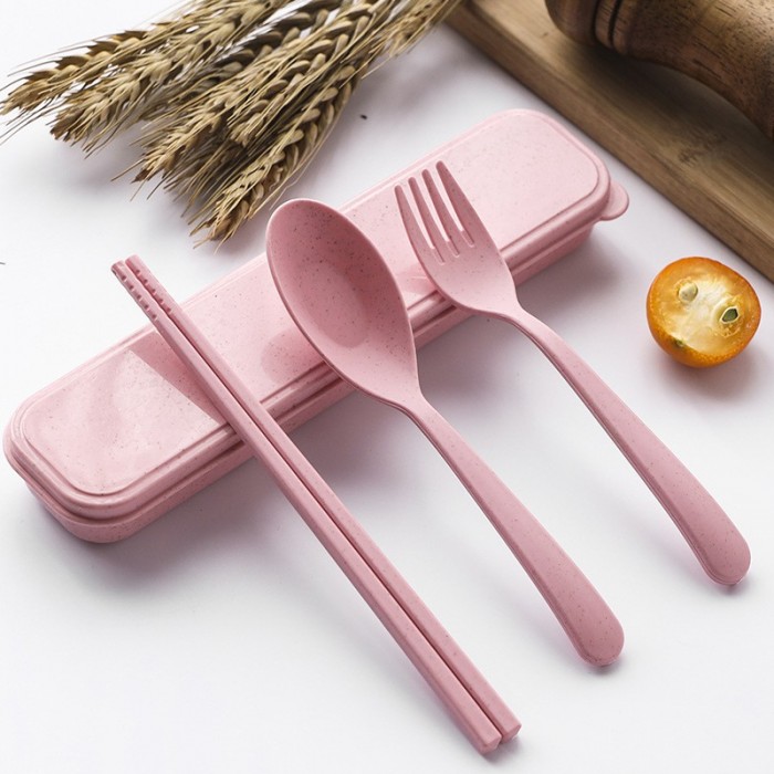 3Pcs Set Kids Cutlery Set Spoon Folk Chopstick Portable Travel School Gift 1269 Cutlery Set Su