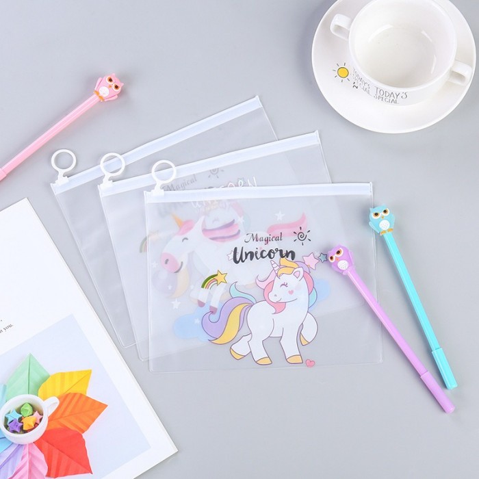 Unicorn Pencil Case Stationery Drawing Pen Travel Makeup Cosmetic Bag Zip Lock Storage Bag 408