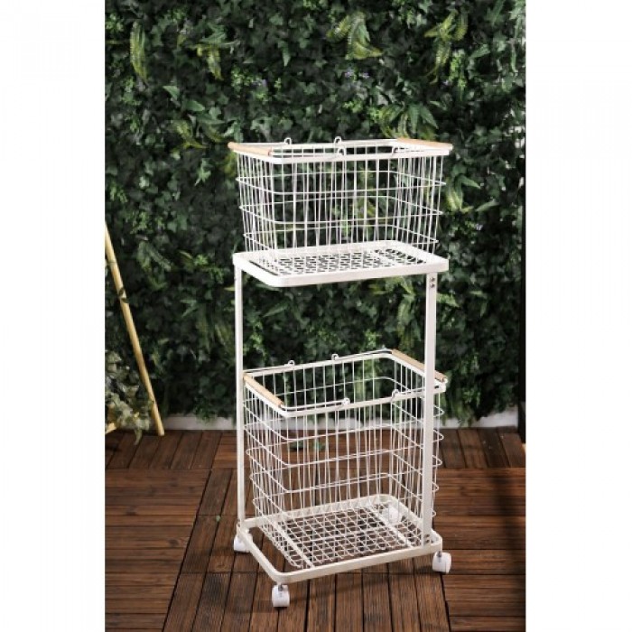 2 Tier Laundry Basket with Wheel 0050