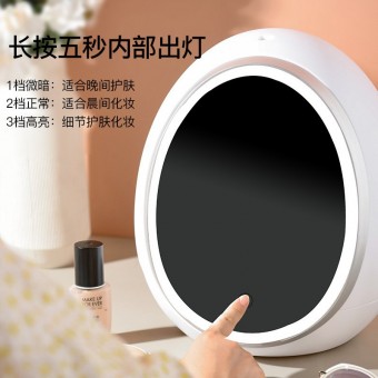 LED Makeup Mirror & Cosmetic Storage Box 3 Adjustable Light, USB Rechargeable 0219