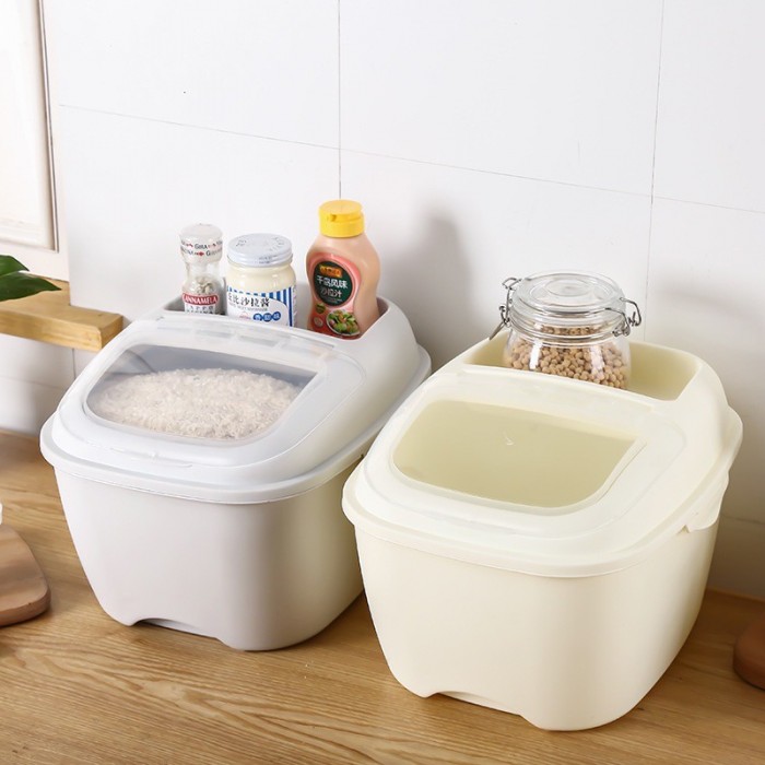 10KG Rice Storage Box / Food Container with Wheels and Stackable 0128