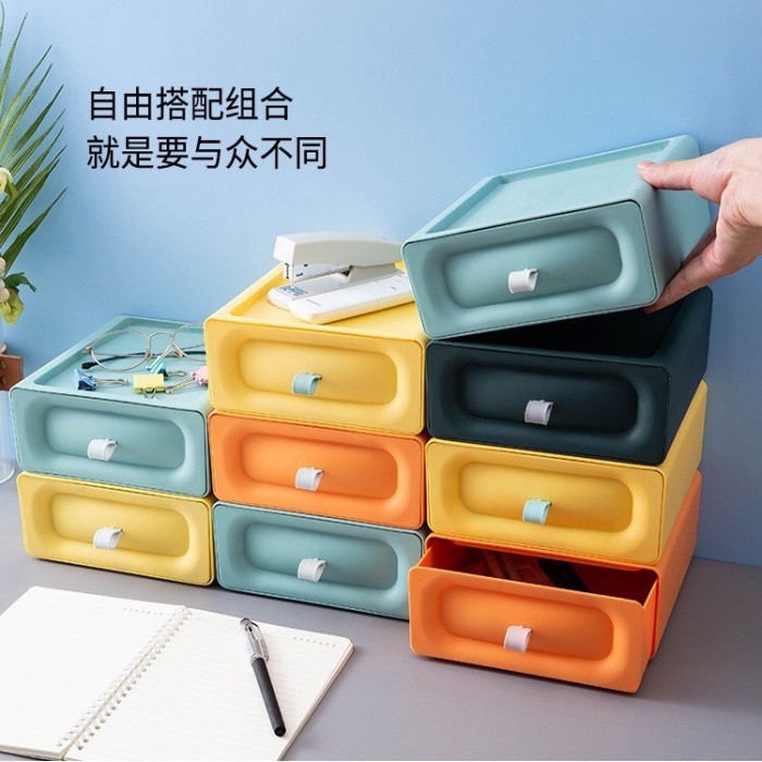 1 Unit Table Top Drawer Storage Box Office Organiser Stackable Colorful 1234