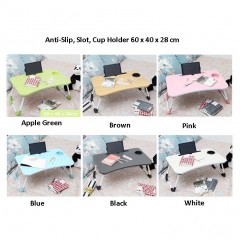 Foldable Table Anti-slip, Slot, Cup Holder Bed Laptop Notebook Computer 0133