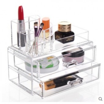 2 Drawers Acrylic Cosmetic and Jewelry Organizer 1065