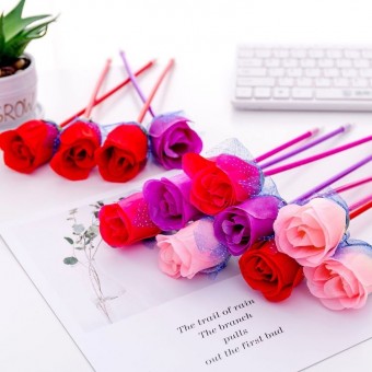 Ball Pen Rose Flower Stationary Cute Free Gift 4065