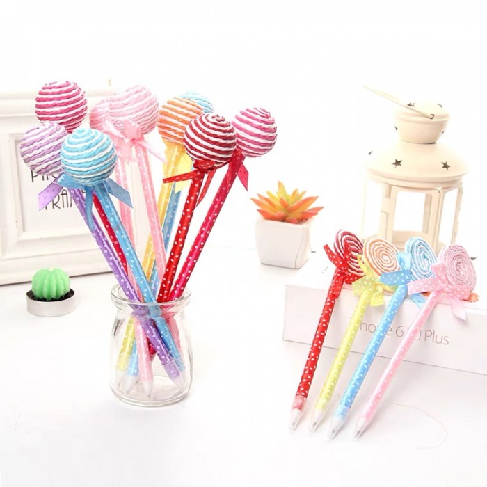 12 Pcs Cute Candy Lollipop Ball Pen Kid Children Student Office 4088