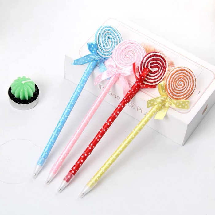 12 Pcs Cute Candy Lollipop Ball Pen Kid Children Student Office 4088