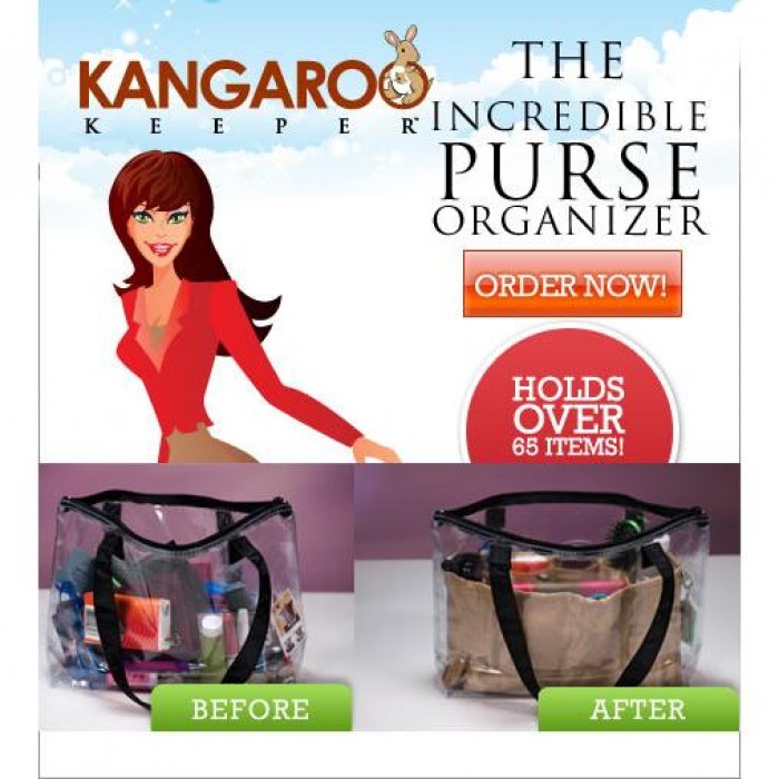 2Pcs Set Kangaroo Keeper Bag Organizer Handbag Wallet Purse Storage 1315-KK