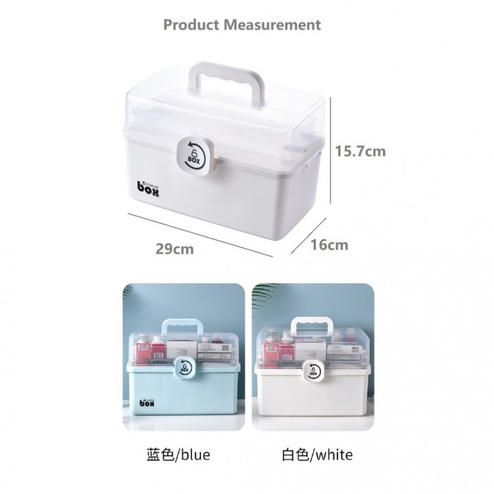 3 Tier First Aid Transparent Plastic Medical Portable Household Multi Purpose Storage Box 0252