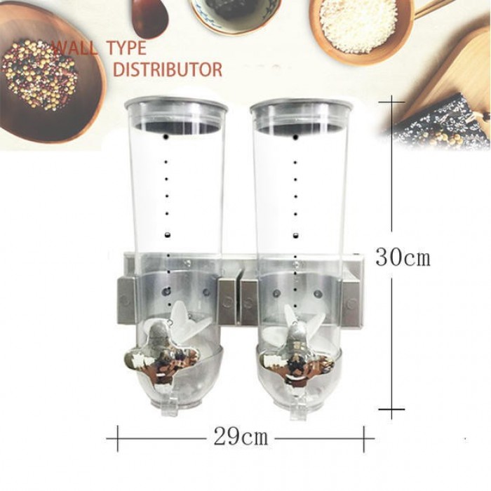 3L Wall Mounted Double Cereal Dispenser Grain Bean Food Storage 1311-CD5