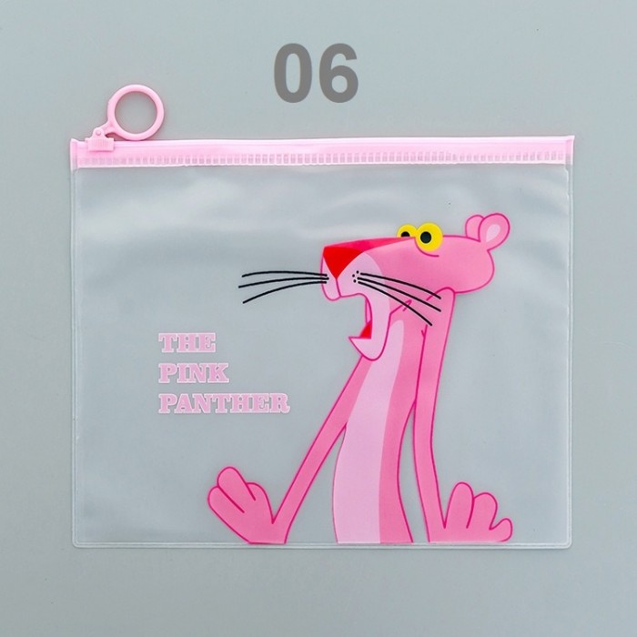 Pink Panther Pencil Case Stationery Drawing Pen Travel Makeup Cosmetic Bag Zip Lock Storage Ba
