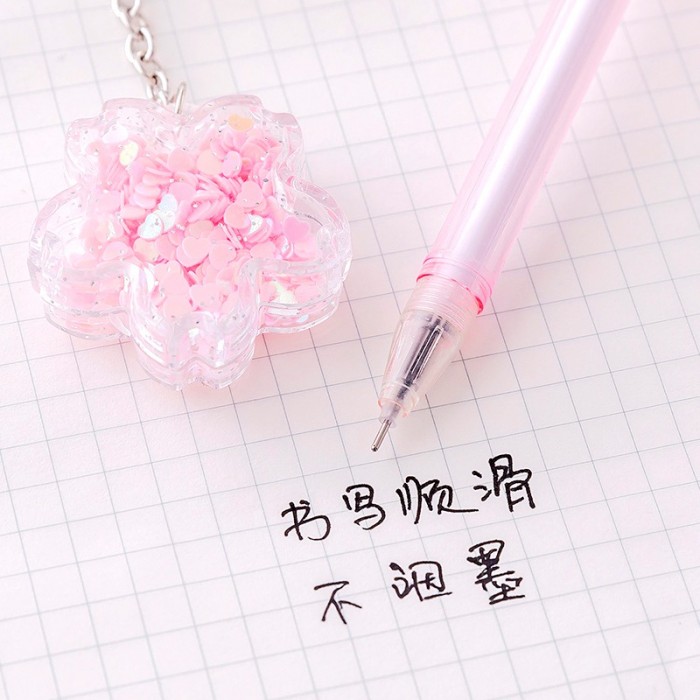 Creative Quicksand Sequin Cherry Pendant Flower Pen Kid Children Student Office 4086