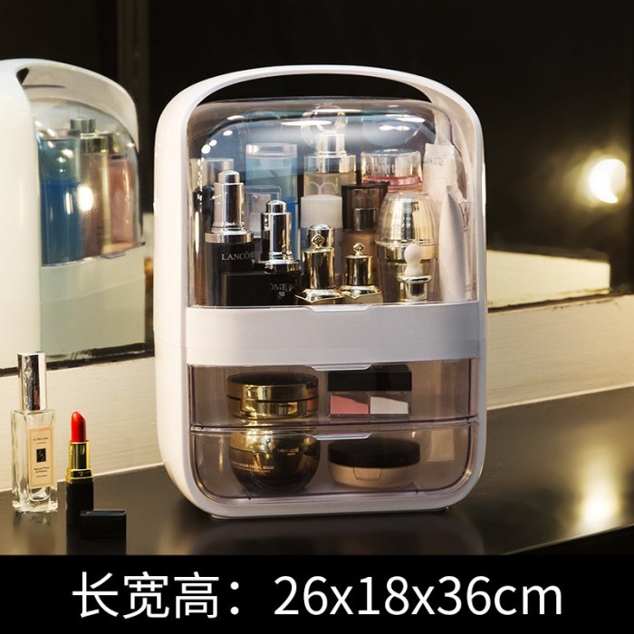 Cosmetic Organizer Storage Box Make Up Jewelry with 2 Drawer (26x18x36cm) 0235