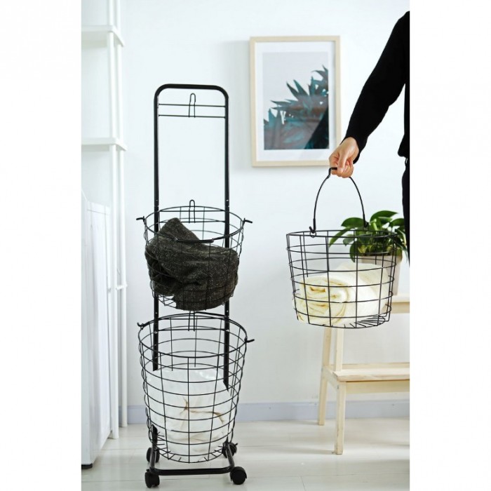3 Tier Laundry Basket with Wheels 0134