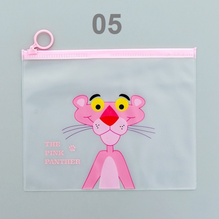 Pink Panther Pencil Case Stationery Drawing Pen Travel Makeup Cosmetic Bag Zip Lock Storage Ba