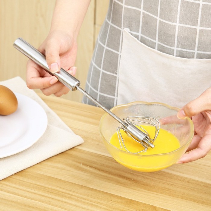 Egg Beater/Pemukul Telur Kitchen Cooking Tool Stainless Steel Better Beater Push Whisk 1250