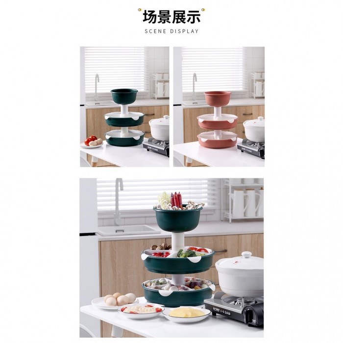 3 Layer Rotatable Steamboat Bowl Drainer Container 0233