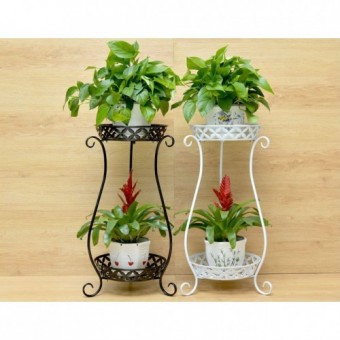 2 Tier Flower Rack Stand Pot Plant Garden Vase Style 0042