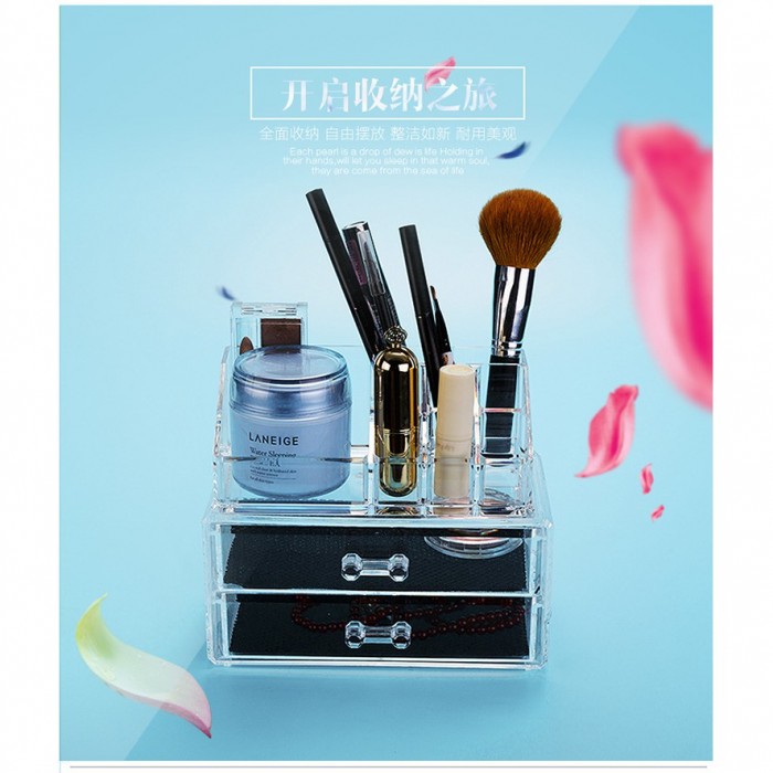 2 Drawers Acrylic Cosmetic Makeup Storage Organizer 1063
