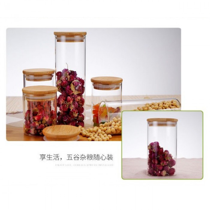 Air Tight Glass Canister Jar with Bamboo Lid 1105/1108/1109/1110