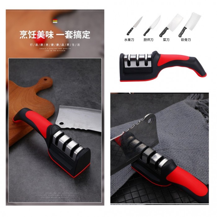 3 Stage Pro Knife Small Sharpener Alat Pengasah Pisau Anti Slip Base 1246