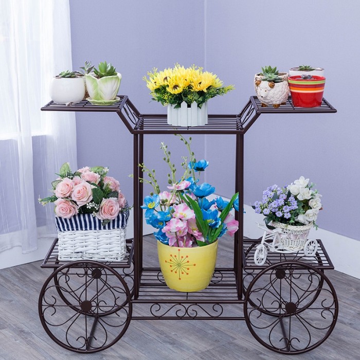 Trolley Style Flower Pot Rack Plant Stand 0186