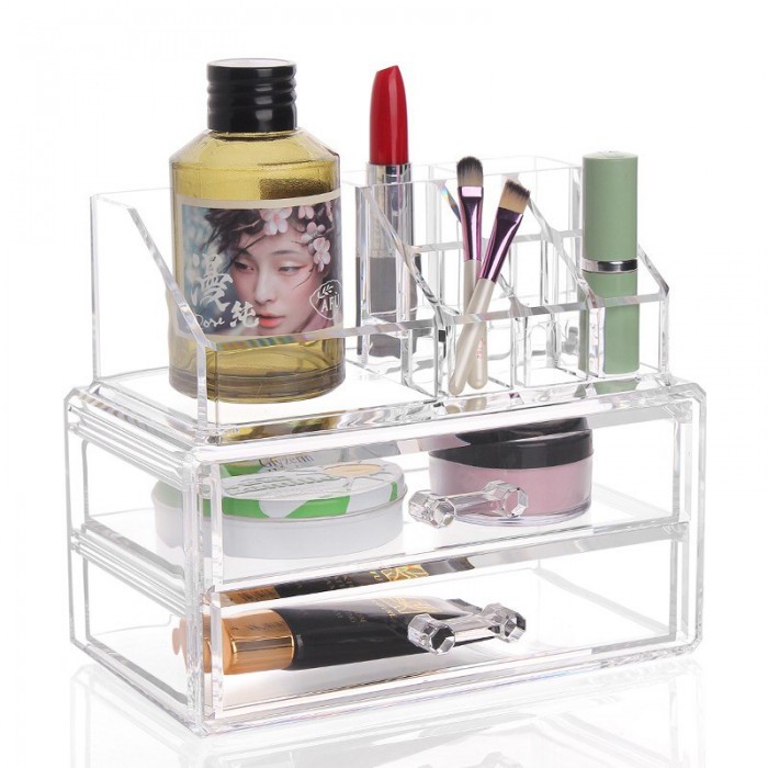 2 Drawers Acrylic Cosmetic Makeup Storage Organizer 1063