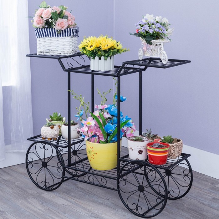 Trolley Style Flower Pot Rack Plant Stand 0186