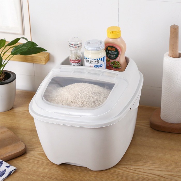 10KG Rice Storage Box / Food Container with Wheels and Stackable 0128